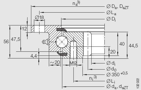 INA-VLI 內齒外法蘭型四點接觸球轉盤軸承