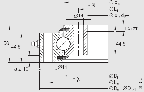 INA-VSU20 無齒型四點接觸球轉盤軸承