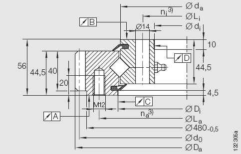 INA-XSA14 外齒型交叉滾子轉盤軸承